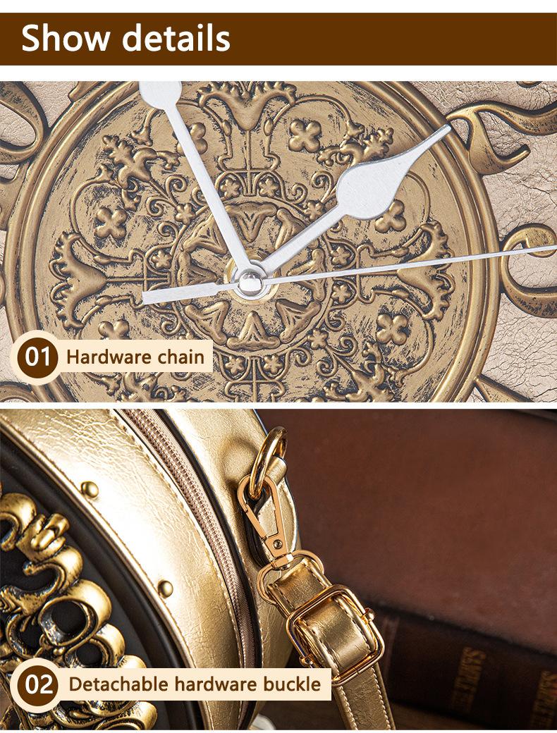 Women's Retro Style PU Leather Crossbody Bag - Battery-Powered Clock, Waterproof Sling Bag, Interior Pocket, Ideal Gift