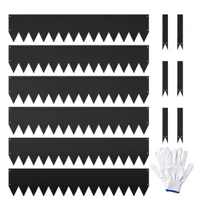 Garvee Set of 6 Cor-Ten Steel Garden Edging Panels, Painted Finish, Each 101.6 cm Long x 20.3 cm High, Hammered Gauge Metal with 8 Clips and Gloves Included for Easy Installation