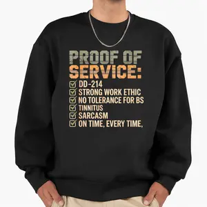 Military Proof of Service DD-214 Long Sleeve Sweatshirt for Men – Tinnitus Awareness
