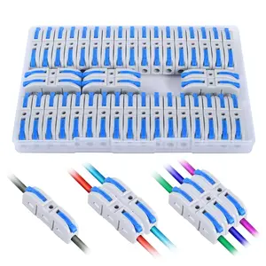 Lever Wire Nut Connectors, Inline Wire Connectors kit for Quick Connect, Push in Compact Splicing Electrical Connectors Butt Terminals for Circuit Inline 28-12 AWG, 1 in 1out Blue