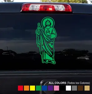 Sticker San Juditas  - Adhesive Vinyl Decal:  san judas tadeo- Face of Jesus for Motorcycle, Car, Boats, Glass Doors and Walls | Different Sizes and Colors Available | Easy installation vinyl decal