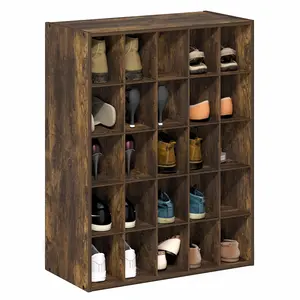 FANO Shoe Rack, 25-Cube Shoe Organizer, Stackable Shoe Organizer, 11.7 x 24.2 x 31.5, for Closet Entryway, Office, Garage, Amber Pine