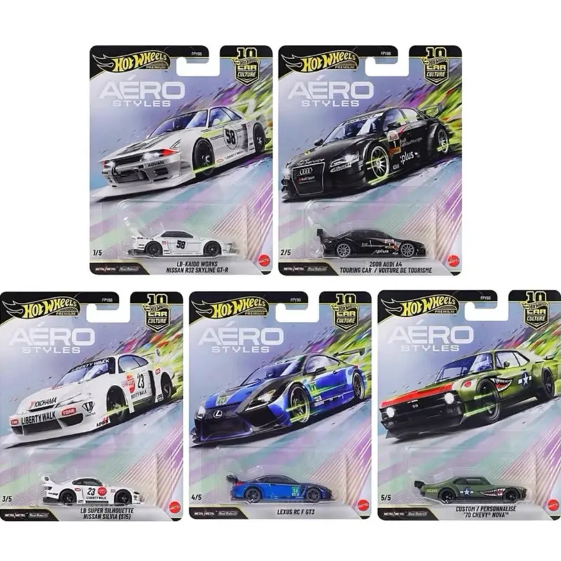 Hot Wheels 1:64 Car Culture 10th Anniversary 2026 U Case – Areo Style Assortment Premium Diecast Collectible Luxury 5 car complete set