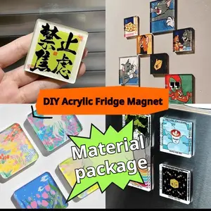 10-Pack DIY Refrigerator Magnet Kit,magnetic refrigerator decor,Crystal Clear Acrylic with Self-Adhesive Backing,Make Your Own Custom Magnets,Handmade Craft Set for Home Kitchen Decoration,magnet making machine,Fun Gift Idea for Adults&Kids Fridge Magnet