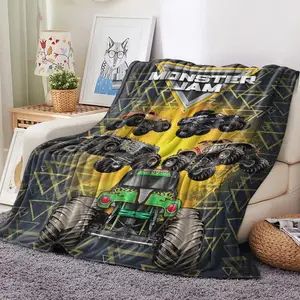 Monster Truck Pattern Blanket, Soft Comfortable Cozy Blanket Throw, Warm Napping Blanket for Home Office Travel Camping