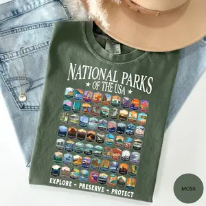 Comfort Colors National Parks Shirt US National Park Camping Shirt, Gift For Family Trip Nature Lover Hiking Tee, Retro Summer TShirt, Trendy T-Shirts, Trending Shirts, Graphic Tees Women, 90s Graphic Tees, Womenswear, Cotton Fabric