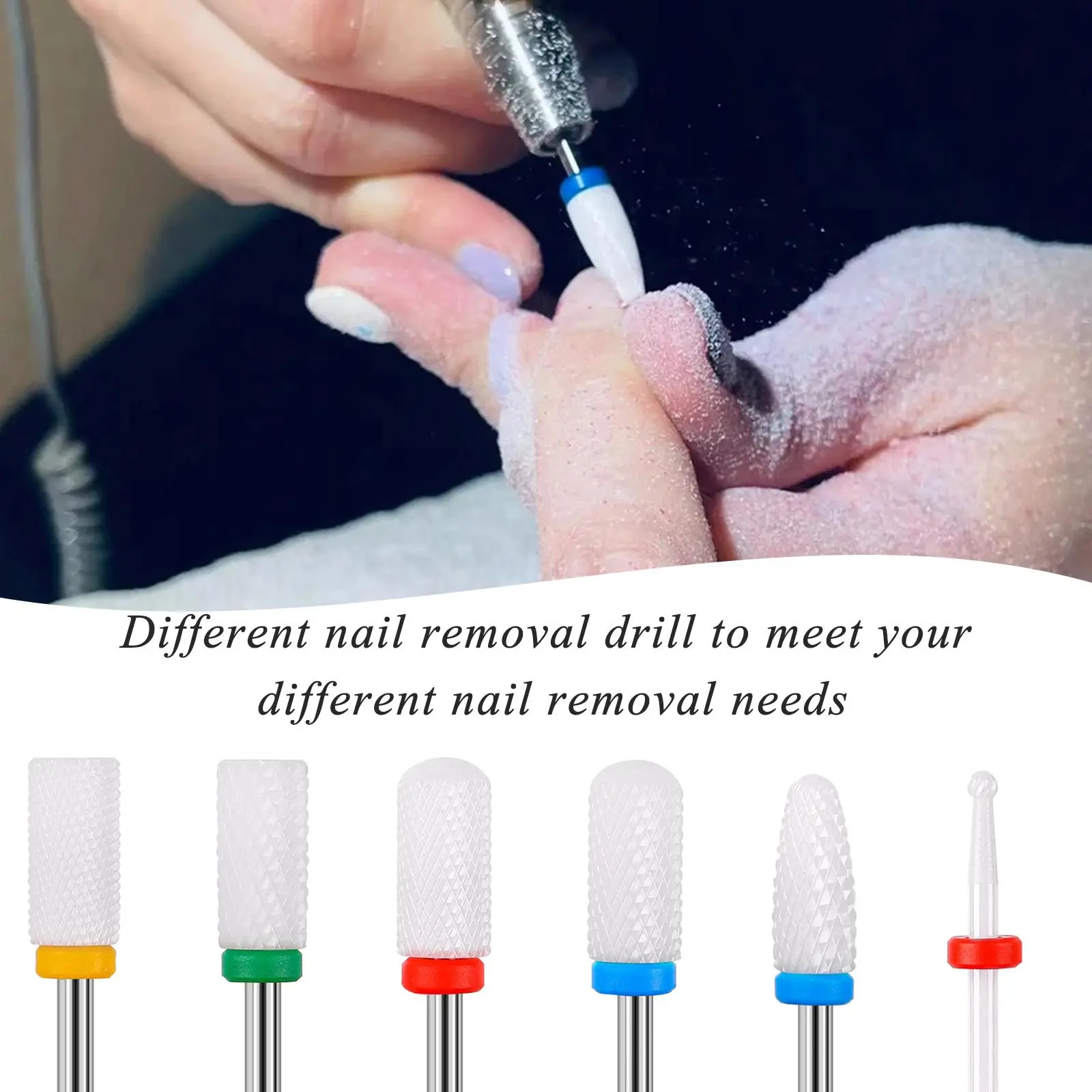 6pcs Ceramic Grinding Head Set Cuticle Polishing Drill Bits Suitable for Dremel Rotary Power Tools Dremel Nail Accessories Tools