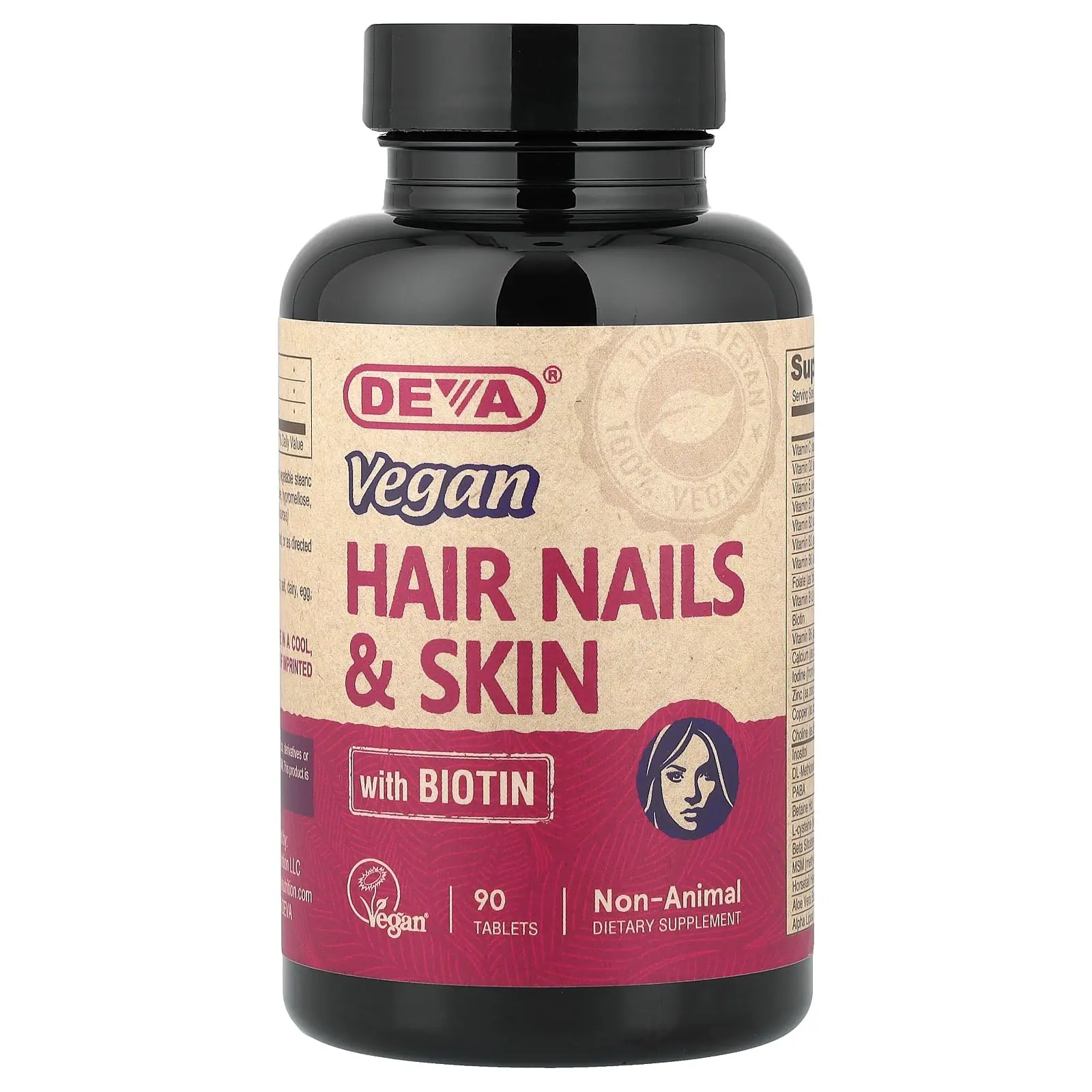 Deva Vegan Hair Nails & Skin with Biotin, 90 Tablets