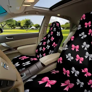 Two-piece colorful bow and polka dot design car seat covers, suitable for sedans, SUVs and trucks. Made of washable material, they upgrade the car interior. The front seats are refurbished. An ideal gift for your loved one.