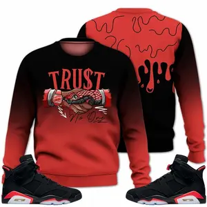 Retro 6 Infrared Sweatshirt, Black Infrared 6s Outfits, Snake Trust No One Outfits Streetwear Unisex Sneaker Matching Shirts
