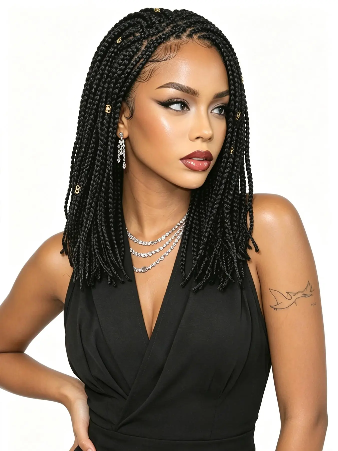 12 Inches Senegalese Micro Twist Braided Wig Short Bob Braided Wig Thin Braids Light Passion Knotless Box Braided Wigs for Black Women 6X6 Lace Braids Wig