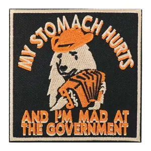 My Stomach Hurts and I'm Mad Statement Embroidered Patch, Stylish Embroidery, Iron-On Adhesive for Jackets Hats or Accessories, Fun Clothing Decor