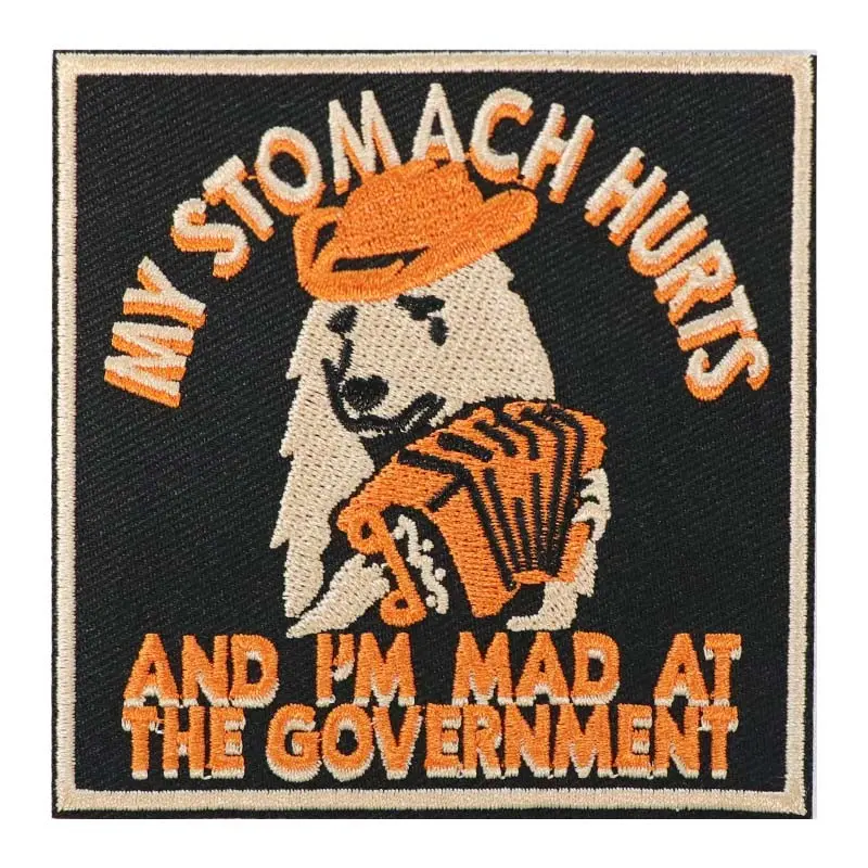 My Stomach Hurts and I'm Mad Statement Embroidered Patch, Stylish Embroidery, Iron-On Adhesive for Jackets Hats or Accessories, Fun Clothing Decor