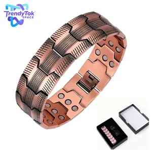 Copper  for Men, 3X Ultra Strength  , 99.99% Pure Copper with 3500 Gauss Neodymium Magnets, Adjustable magnetic therapy bracelet
