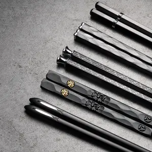 5 Pairs Reusable Glass Fiber Chopsticks Set, Non-Slip Durable Sushi Sticks for 5 People, Perfect for Parties Weddings Restaurants Gifts, Utensils