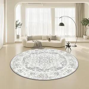 Velvet round patterned printed carpet that is soft and comfortable, suitable for multiple scenarios, available in various sizes, and non-shedding.