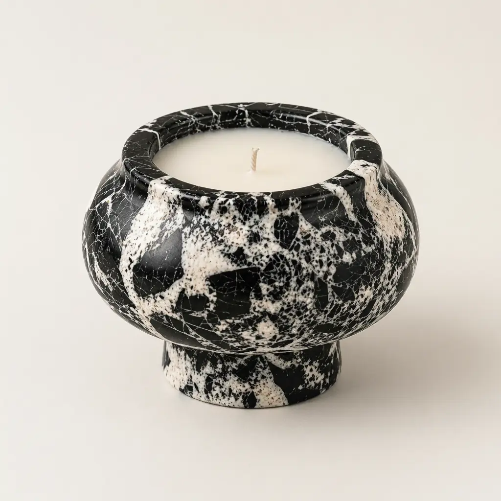 VEINORA Natural Stone Soy Wax Candle | Midnight Collection | Black Marble | Single Wick | MN8752