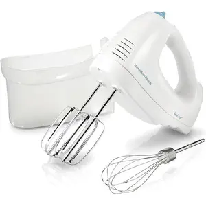 Hamilton Beach 6-Speed Electric Hand Mixer with Whisk, Traditional Beaters, Snap-On Storage Case, 250 Watts, White