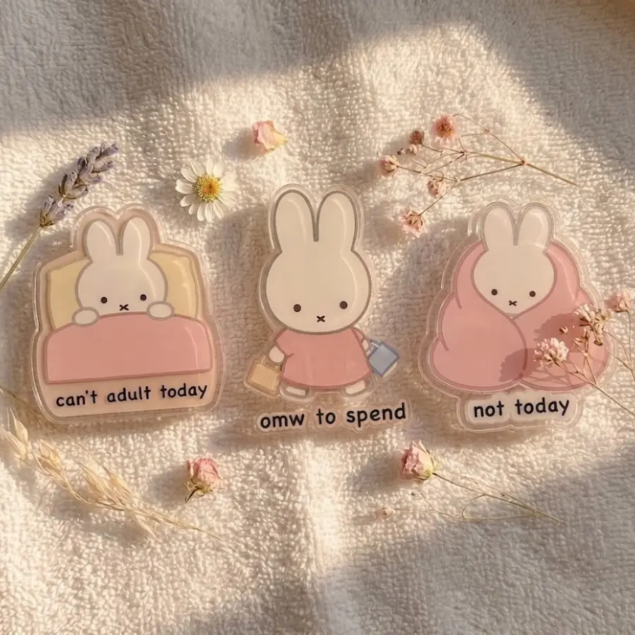 Cute Miffy Bunny Phone Grip, Funny Quote Phone Accessory, Kawaii Phone Holder, Aesthetic Phone Grip For iPhone, Cute Everyday Accessory
