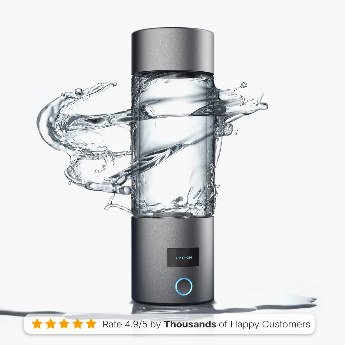 Python Bionic Hydrogen Water Bottle - Clinically Tested SPE & PEM Technology for Healthy Aging and Cellular Renewal - Anti-Aging Water Ionizer for Muscle Strength, Endurance and Longevity