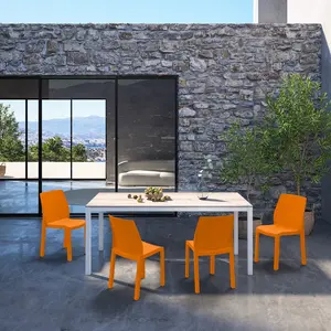 Palma Modern Outdoor/Indoor Plastic Resin Stacking Patio Dining Chairs  (Set of 2) - WHITE