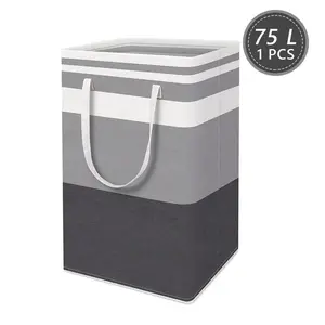 2 Pack Large 75L Laundry Basket Collapsible Clothes Hamper with Extended Handles Portable Storage Container for Laundry Room Organization Bedroom Nursery Kids Toy Bin Modern Gray Gradient Design Home Essentials Apartment Decor Supplies 2026