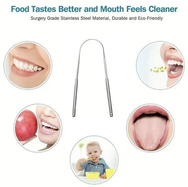 Stainless Steel Tongue Scraper, U Shaped Tongue Cleaner for Adults, Oral Hygiene Care Tool, Breath Freshener, Daily Oral Care Products