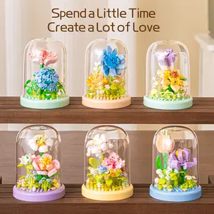 Preserved Flower Texture Assembly Building Blocks | Glass Dome Collection Ornament | Stress Relief Educational Toy Gift
