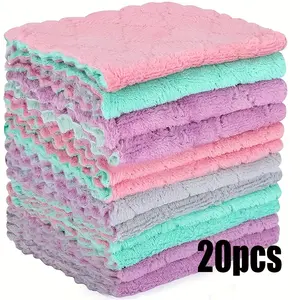20pcs Dual-Color Double-Sided Coral Cleaning Cloths, Multi-Purpose Dual-Sided Cleaning Wipes, Household Cleaning Rags, Reusable Scouring Pads