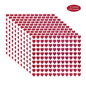 1200 Pieces Holographic Laser Stickers, Heart Shape Self-Adhesive Waterproof Office Supplies, Envelope Diary Birthday Party Decorations Sticker Sheets