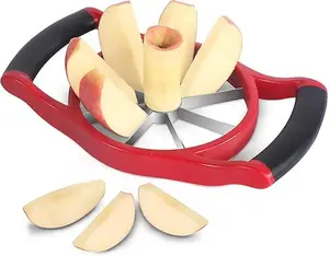 Newness 5.12 Inch Extra Large Apple Slicer, Heavy Duty Apple Cutter 8 Slices, Durable Apple Corer, Stainless Steel Apple Slicer and Corer - for Apple, Potato, Onion and More, Red