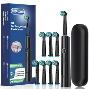 Electric Toothbrush, 1 Box Rechargeable Rotating Electric Toothbrush with 8 Counts Brush Head & Travel Case, Oral Care Product for Adults, Rechargeable Electronic Toothbrushes
