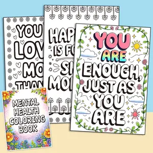 32-Page adult and child healing mental health coloring book, graffiti picture book to relieve stress and relieve anxiety, improve concentration and emotional management skills, creative coloring workbook suitable for home leisure meditation and relaxation