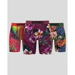 PSD Mens Wave Runner Boxer Brief 3 Pack - Standard Length 7 Inch Inseam, Soft and Breathable Poly Blend Fabric