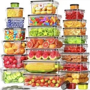 AISOON 50-Piece Meal Prep & Pantry Container Set – 25 Multi-Size BPA-Free Boxes with Leakproof Lids, Microwave & Freezer Safe, with Labels & Marker Reusable Silicone Plastic Kitchen Storage Food Storage Oil Utensils