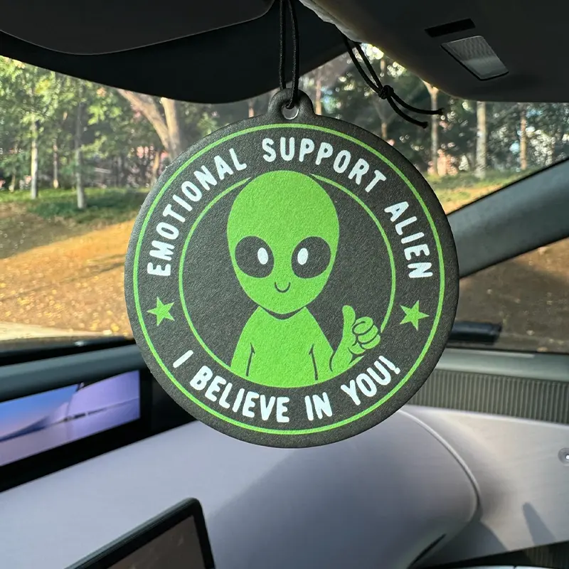 Emotional Support Alien Bahama Breeze Car Air Freshener, Autos Rearview Mirror Hanging & Vent Clip, Natural Material, Long-Lasting 90 Days, Alcohol-Free