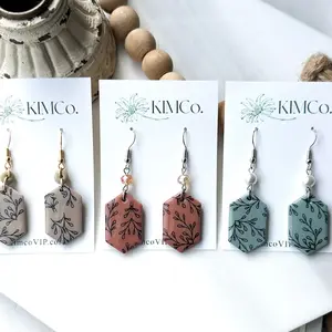 Hex Drop Polymer Clay Earrings - Handmade Fashion Accessory