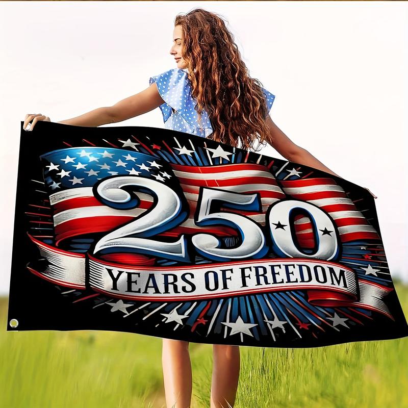 1pc 250th Anniversary of Freedom American 250th Anniversary Premium Polyester Flag | Reinforced Metal Ring, Sizes 3x5 Feet to 4x6 Feet, Suitable for Garden Home and Patriotic Display
