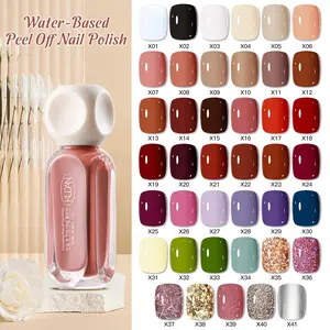 6PCS/ SET Glass Bottle Water-Based Peel Off Nail Polish Set, Popular Fall Winter Colorful Glitter Polish Nail Art Varnish for Nails Kit Nail Care Manicure