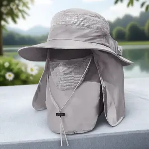 Outdoor Sun Protection Hat with Detachable Neck Flap, Breathable Lightweight Adjustable Outdoor Fishing Hat, Sun Hat for Hiking Climbing Beach Travel