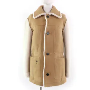 Pre-owned Dior Others Small Leather Goods Christian Mouton Bee embroidered Shearling Coat