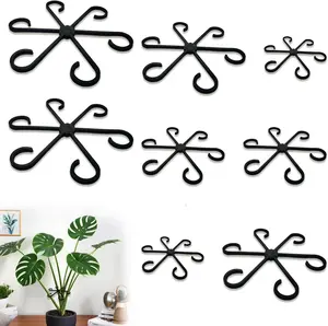 8 count Climbing  Stem Supports 4 Sizes,  Plastic Stakes Indoor/Outdoor Garden Flower Growth Accessories Stem Holder for Thriving  Growth (Black)