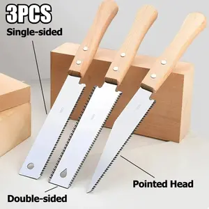 3pcs Japanese-style hand saw with anti-slip wooden handle, flush saw, flexible hand saw, woodworking cutting tool, Hand Tools
