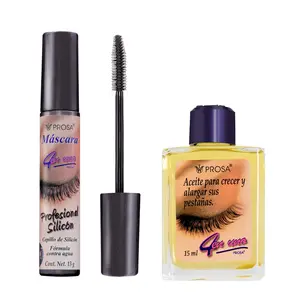 PROSA Mascara and Lash Oil Bundle –  Profesional Silicon + Aceite Para Pestanas - Volumizing Mascara, Eyeliner, and Clear Mascara, Lash growth Makeup Eyelash