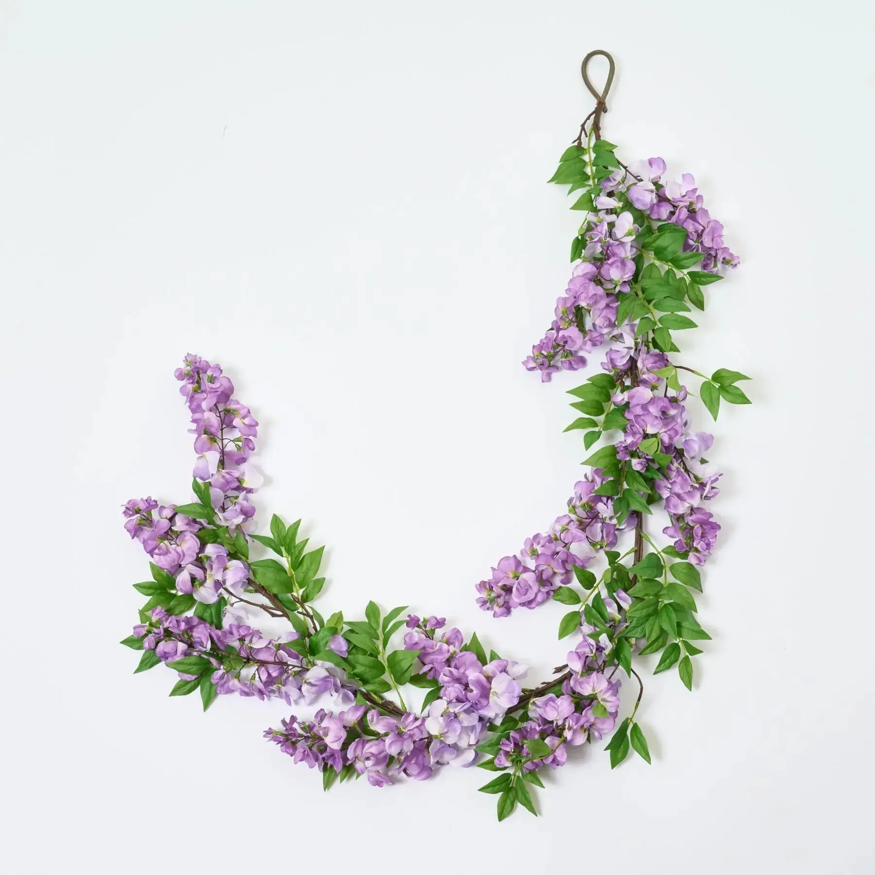 5-ft Flexible Wire-Base Decorative Hanging Artificial Mixed Purple Wisteria Draping Blooms, Whimsical Spring Mantel Garland, Lifelike Fake Floral Ornaments for Home Room Decor