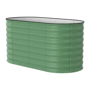 Galvanized metal elevated garden bed kit ultra deep flowerpot, rust proof outdoor elevated bed, tool free installation, sturdy support rods and gloves, open base design