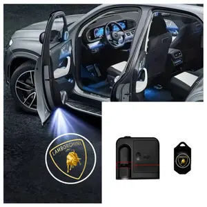 4-Pack Lamborghini Car Logo Welcome Lights, Integrated Projection Atmosphere Lamp, No Damage Installation, Easy Peel & Stick, Fits Multiple Cars