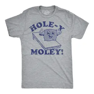 Mens Funny T Shirts Holey Moley Sarcastic Corn Hole Graphic Tee for Men Mens Funny T Shirts Cool Vintage Fashion T-Shirt Gift Classic Menswear Funny Sarcastic Short Sleeve Novelty Tees for Guys Light Grey