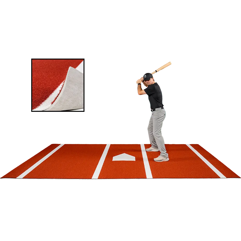 6 × 12 Proball Baseball Hitting Mat - Clay Poly, Inlaid Plate, Flexible 5mm Foam