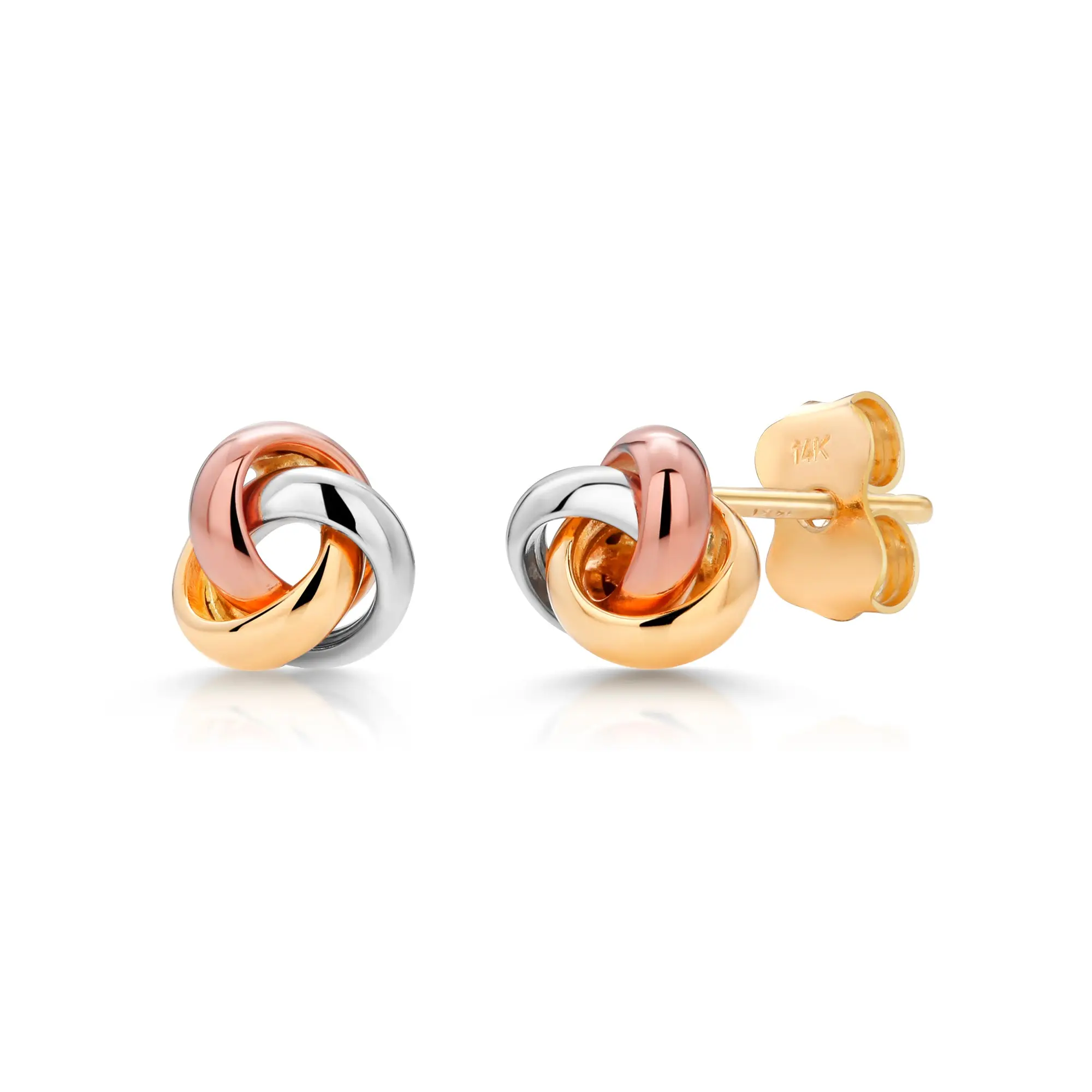 14K Multi Color Gold Knot Studs, Multi color Gold Studs, Knot Studs, Dainty Studs, Gold Studs, Love Knot Studs, Tri Color Gold Knot Studs, Tiny Gold Studs